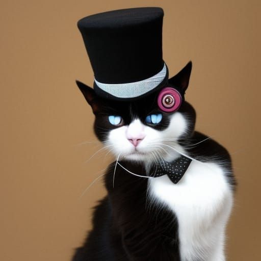 Steampunk Cat with Monocle and Top Hat