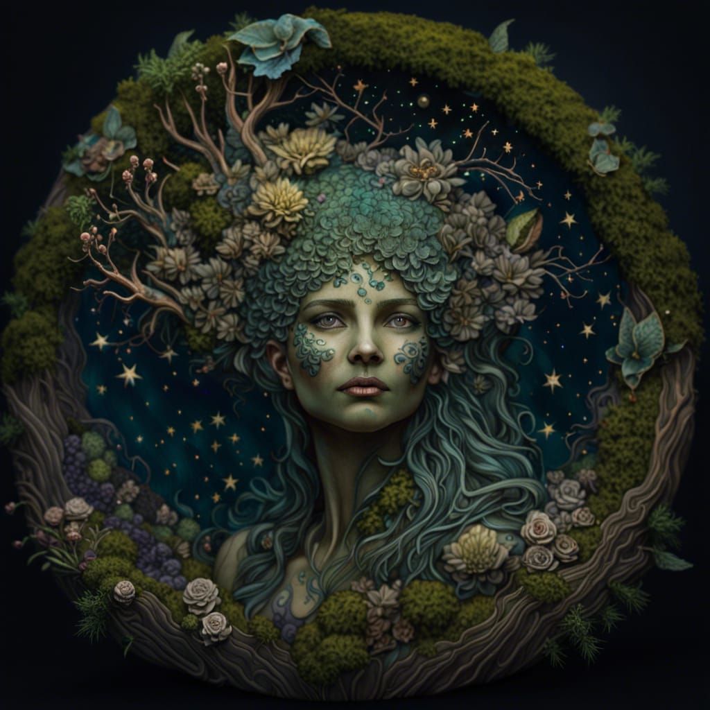 Detailed Earth Goddess Lilith in Whimsical Style