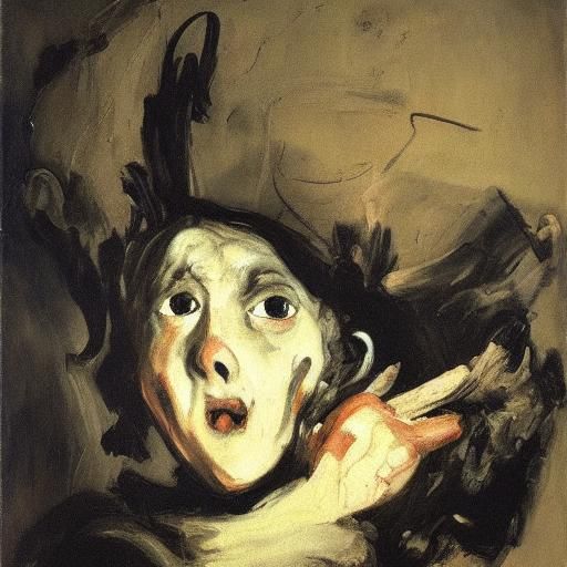 Darkest Rabbit Portrait in Expressionist Impasto Style