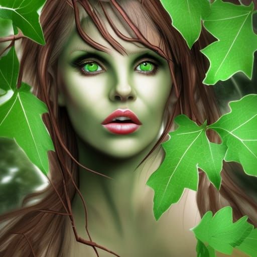 Tree Elf Portrait in Green Foliage