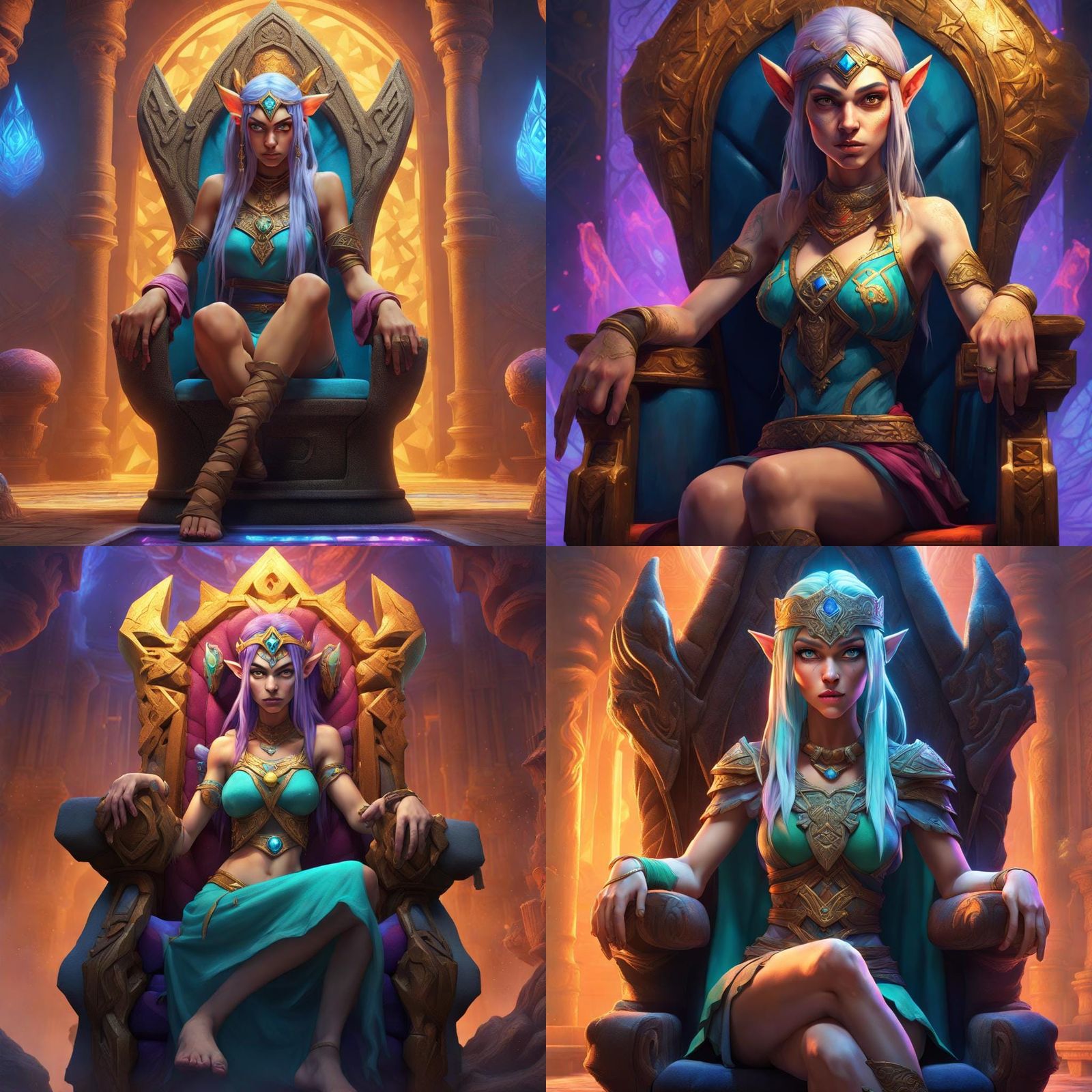 Fae/Djinn/Giantess on Throne in Hyperrealistic Style