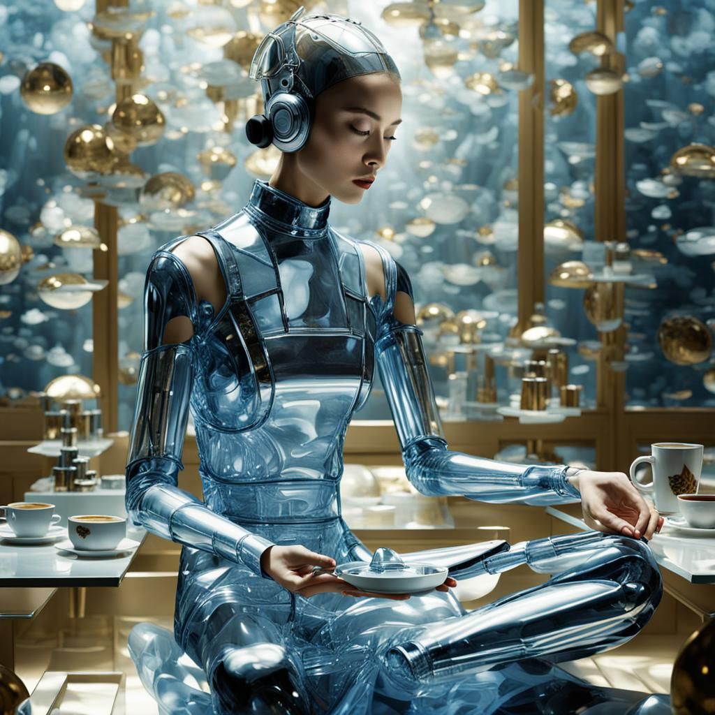 Android Meditating in Avant Garde Couture