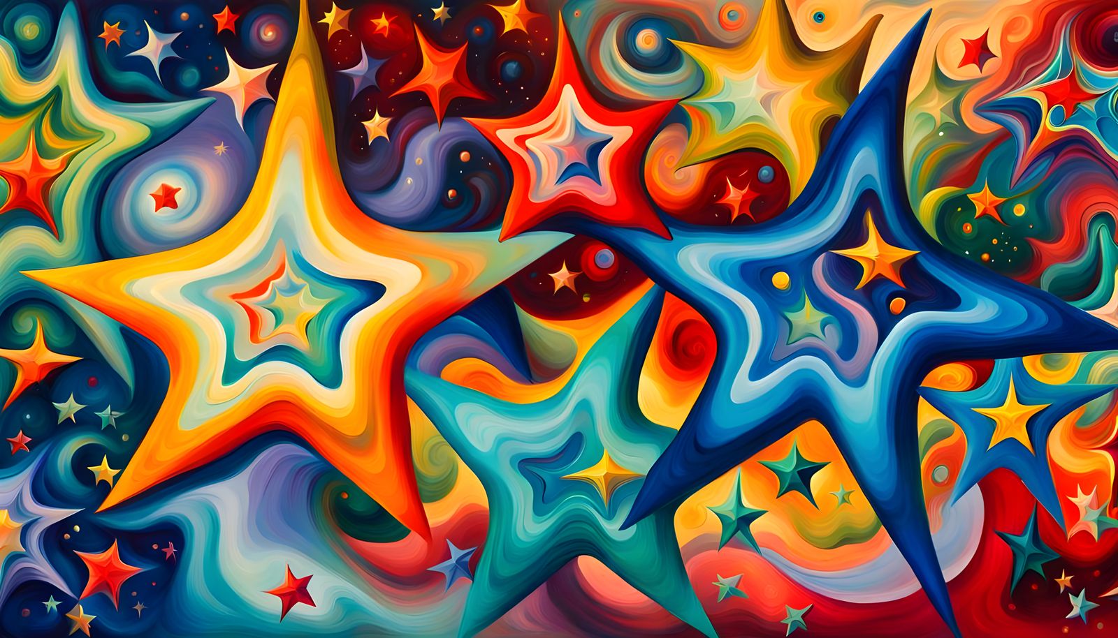 Swirling Celestial Star Cluster in Impasto Oil Paint Style