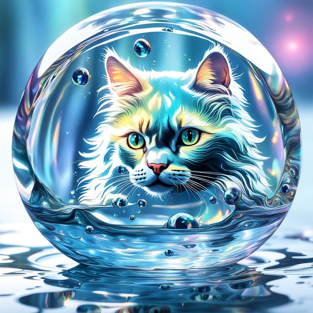 Holographic Cat Encased in Water Droplet