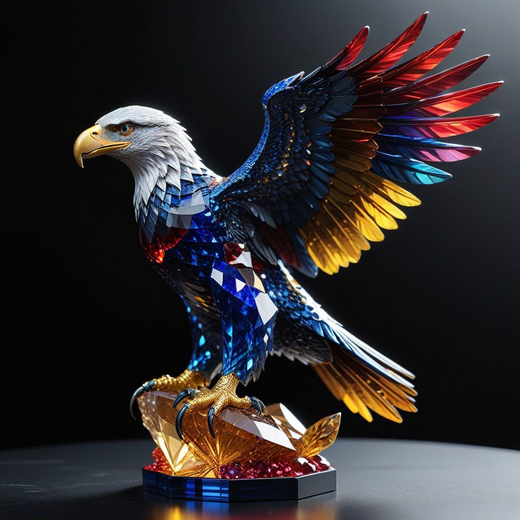 Majestic Eagle Sculpture in Sparkling Gemstones