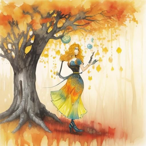 Moonlit Forest Path in Alcohol Ink Style