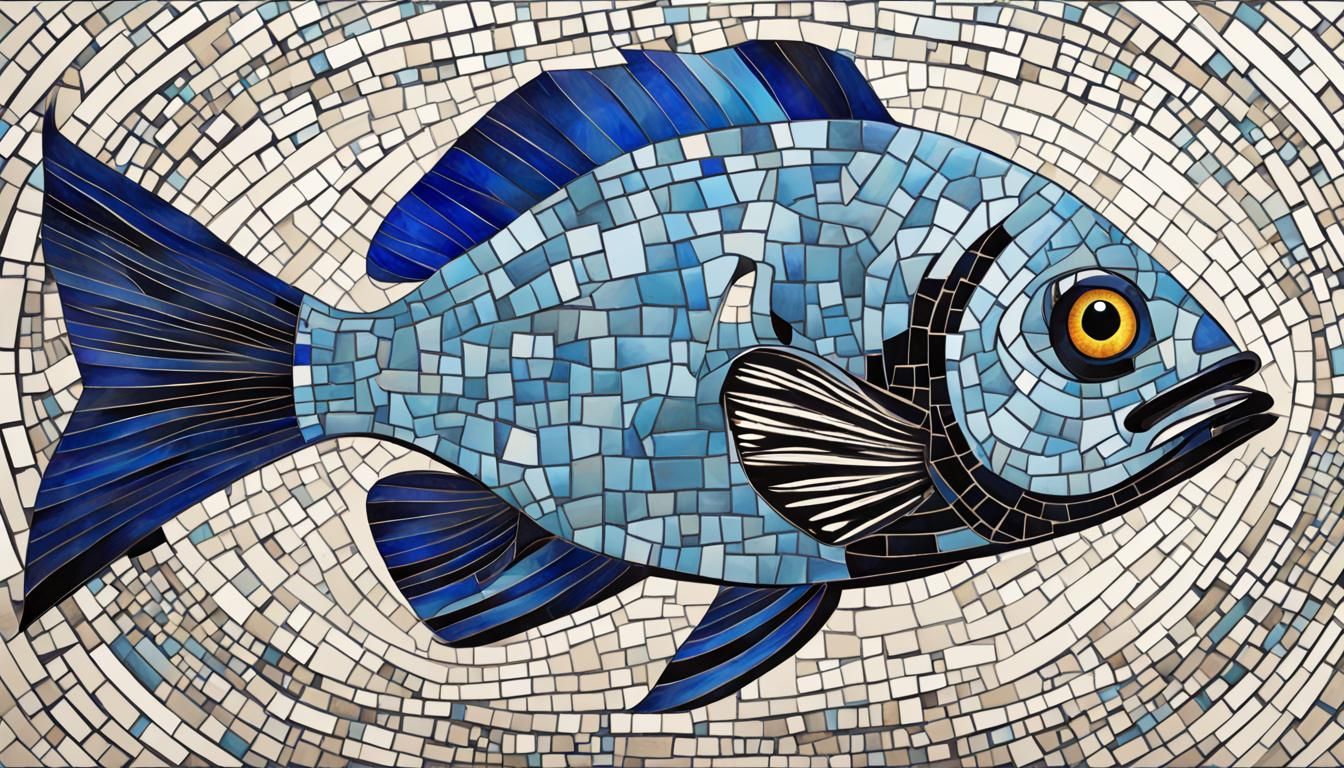 Mosaic Fish Stares Intensely
