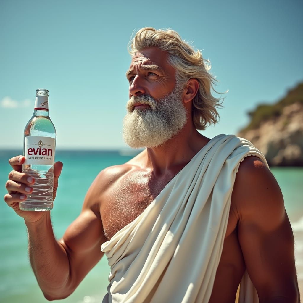Poseidon Endorses Evian: A Modern Olympian God