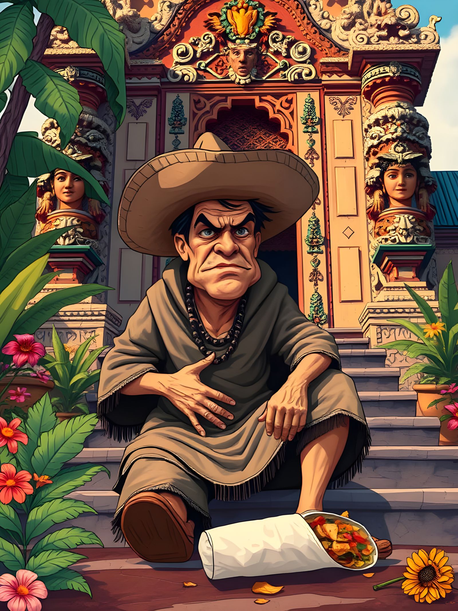 Bandit's Burrito Regret in Bali: Comic Style