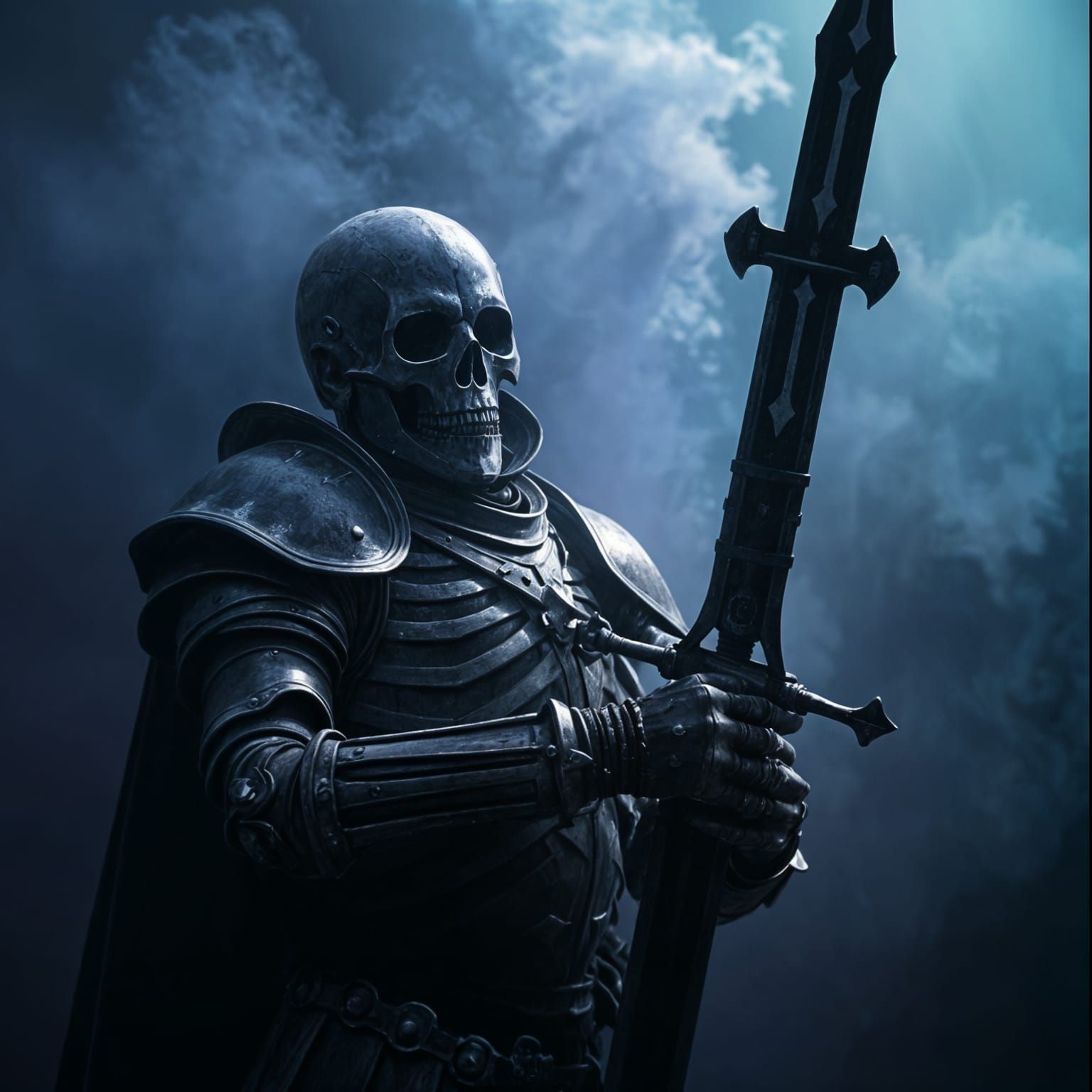 Dark Fantasy Skeleton Knight with Glowing Mist