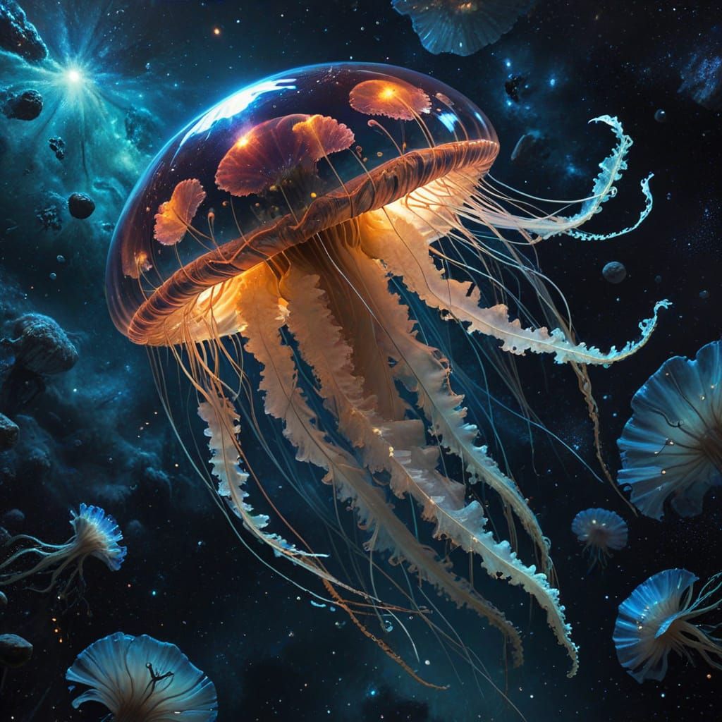 Jellyfish in Cosmos Space by Greg Rutkowski