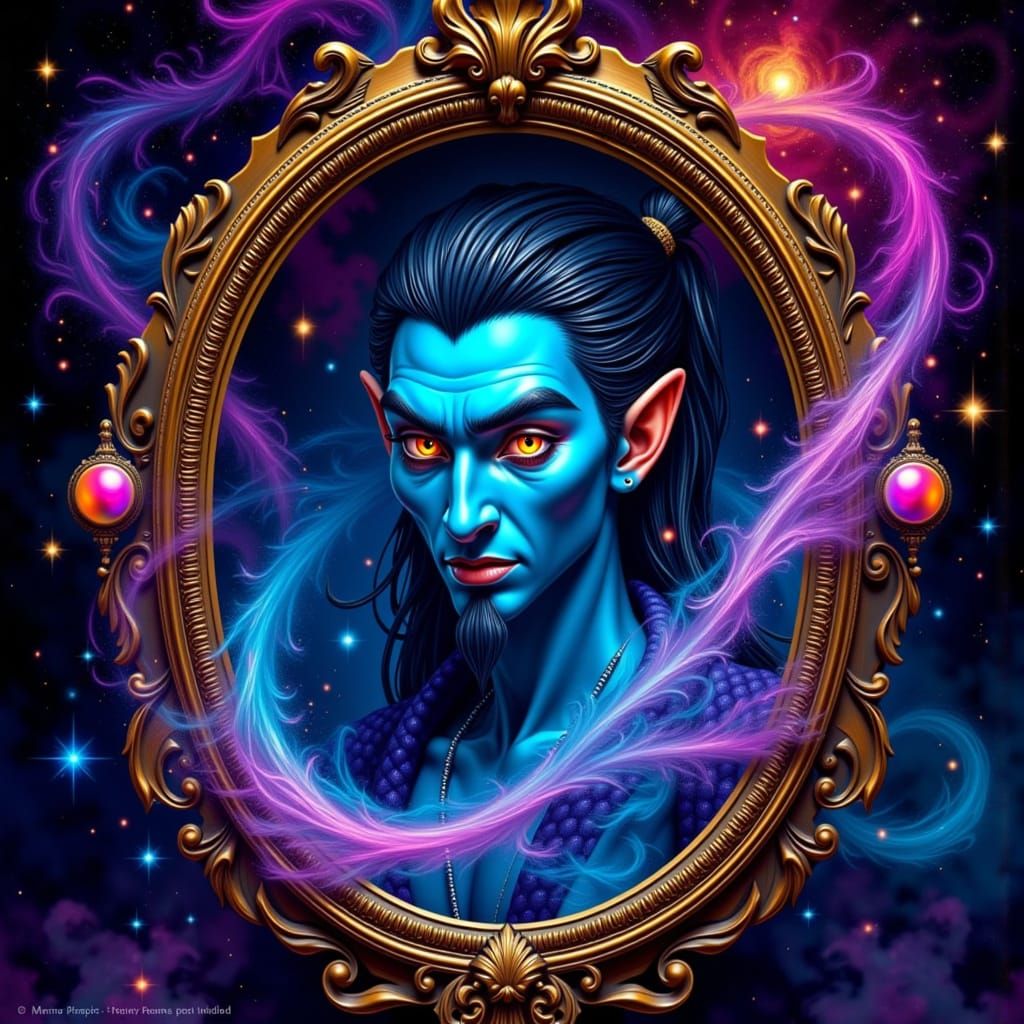 Genie Trapped in Mirror: Airbrush Art of Cosmic Dust