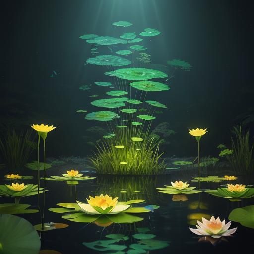 Bioluminescent Pond Ecosystem in Petri Dish