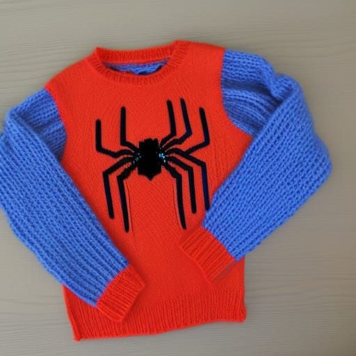 Knitted Spider-Man Sweater in Blue and Red