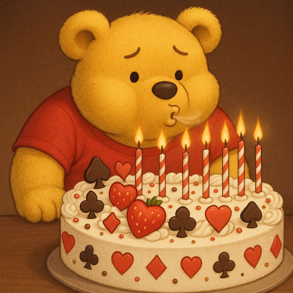 Teddy Bear Blows Out Birthday Candles