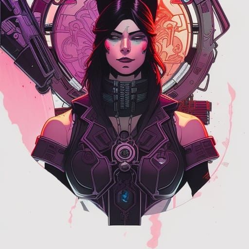 Cyberpunk Woman Portrait in Josan Gonzalez Style