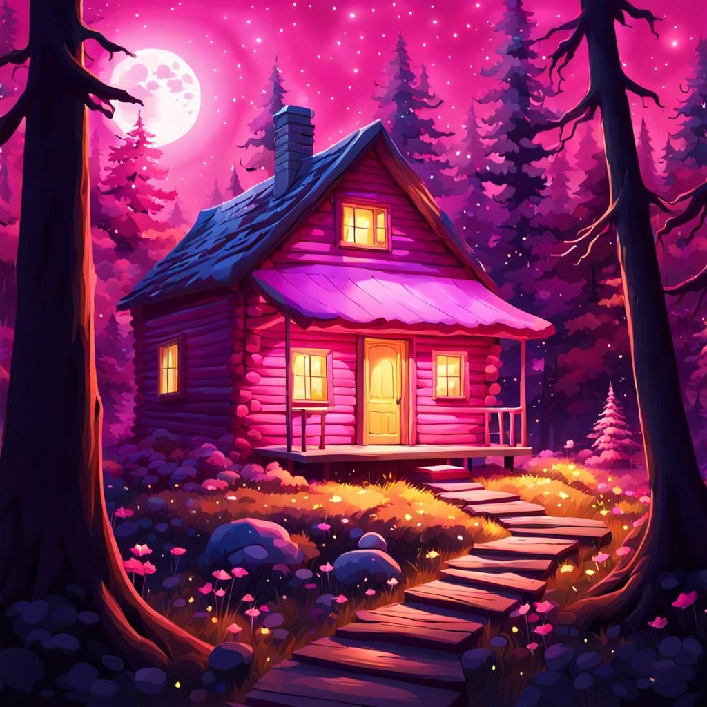 pink cozy cabin