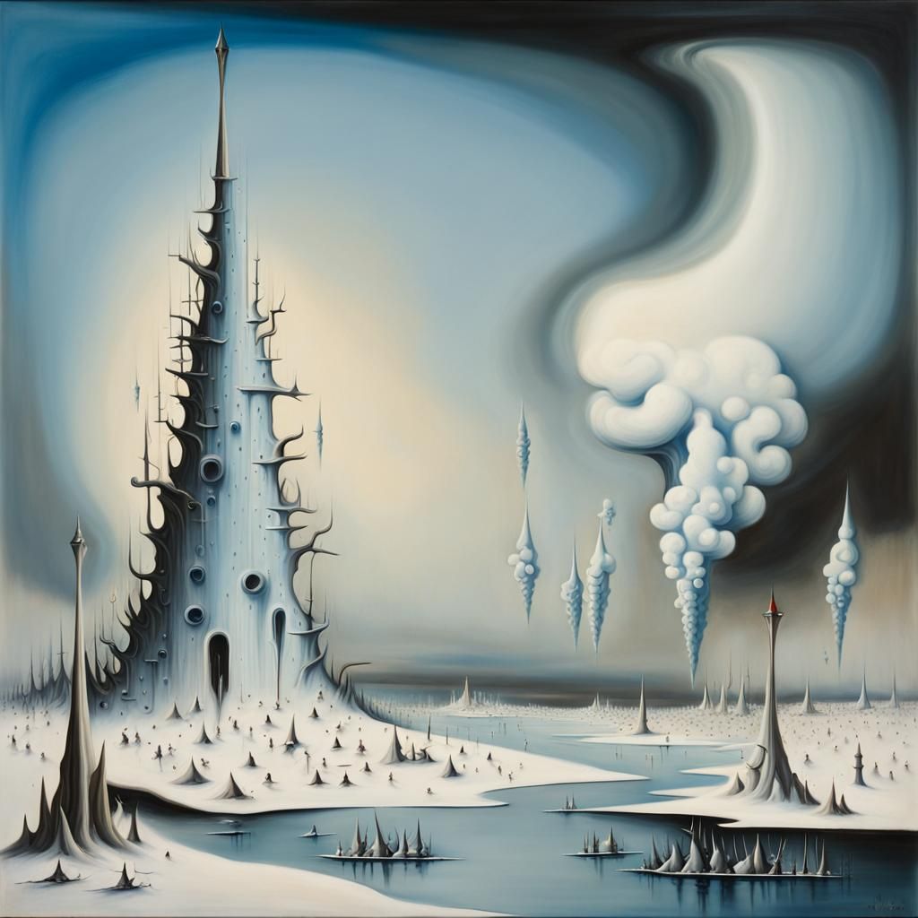 Surreal Winter Landscape in Abstract Style