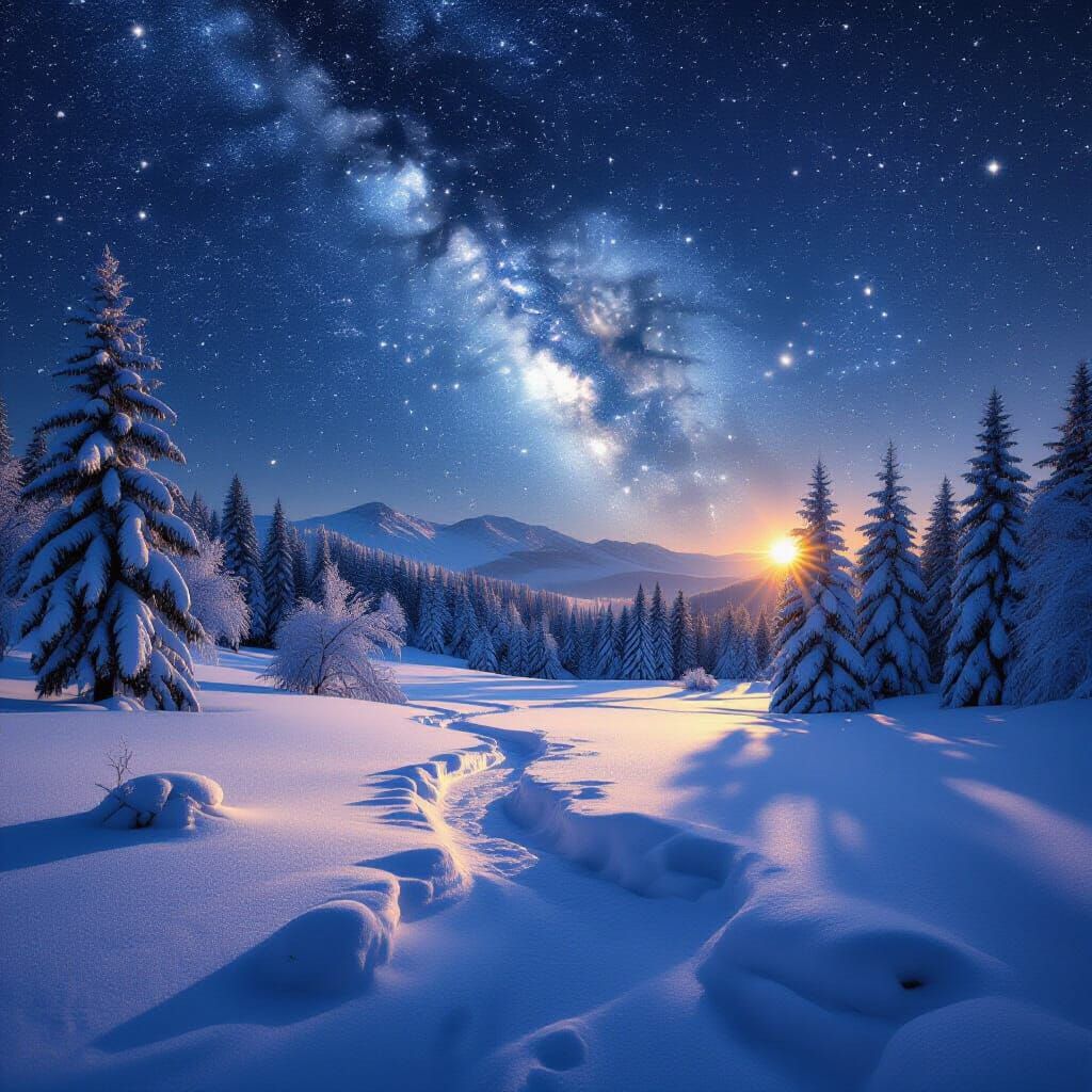 Magical Winter Landscape with Glistening Snow
