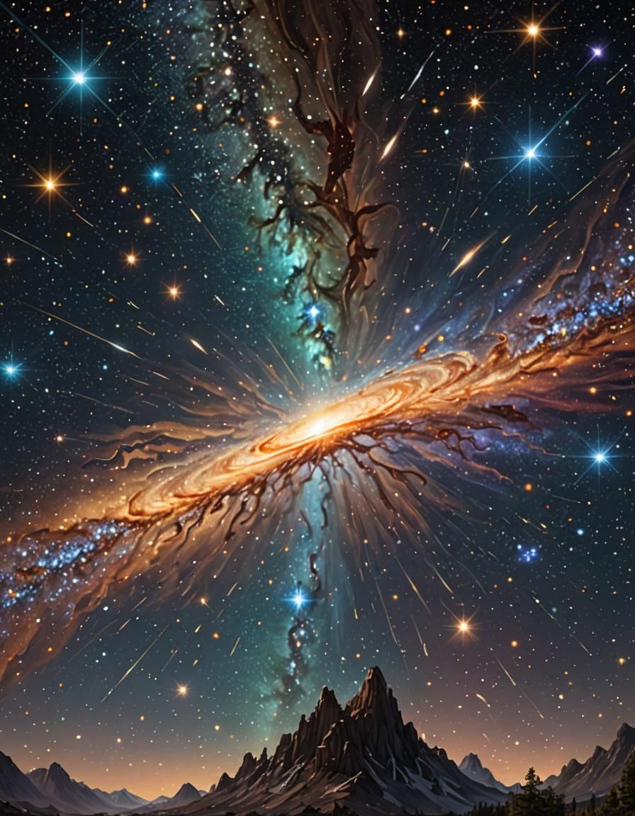 Glittercore Comet Trails Through Starry Galaxies