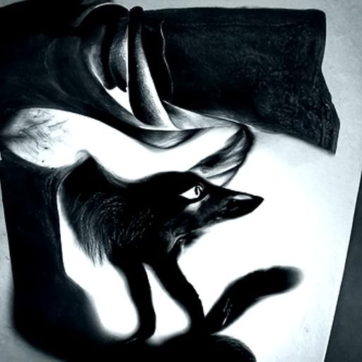 Hyperdetailed Charcoal Drawing of a Shadow Fox