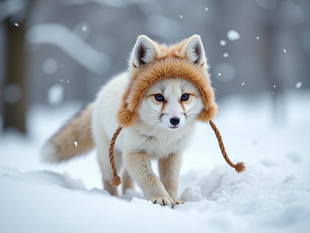 Arctic Fox Pup's Winter Frolic: Hyper-Realistic Barrenlands ...