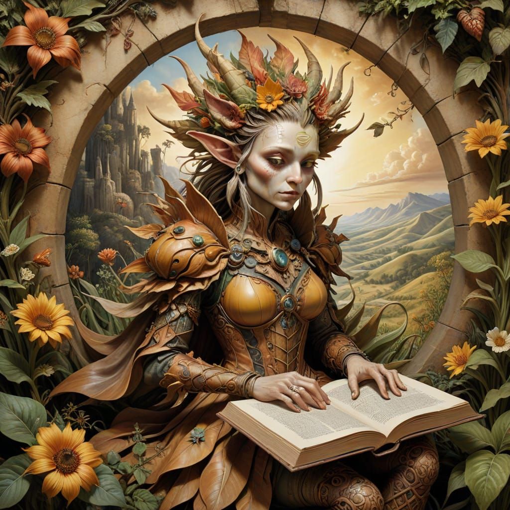 Enchanted Leather Tome in a Sun-Kissed Valley