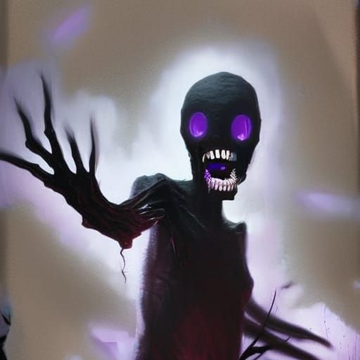 Menacing Enderman with Glowing Eyes in Dark Fantasy Style