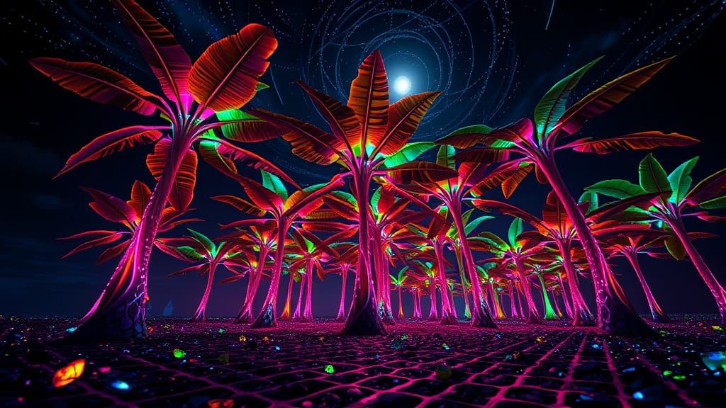Bioluminescent Banana Trees in Infinite Space