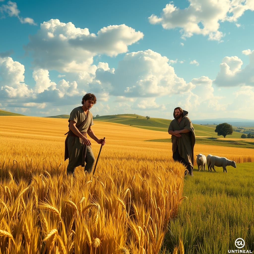 Serene Brothers in Idyllic Rural Landscape