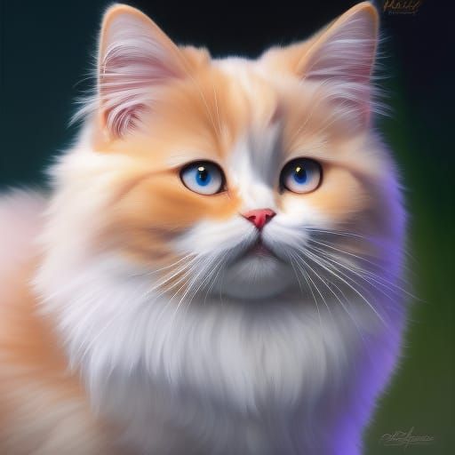 Hyperrealistic Portrait of a Playful Persian Cat