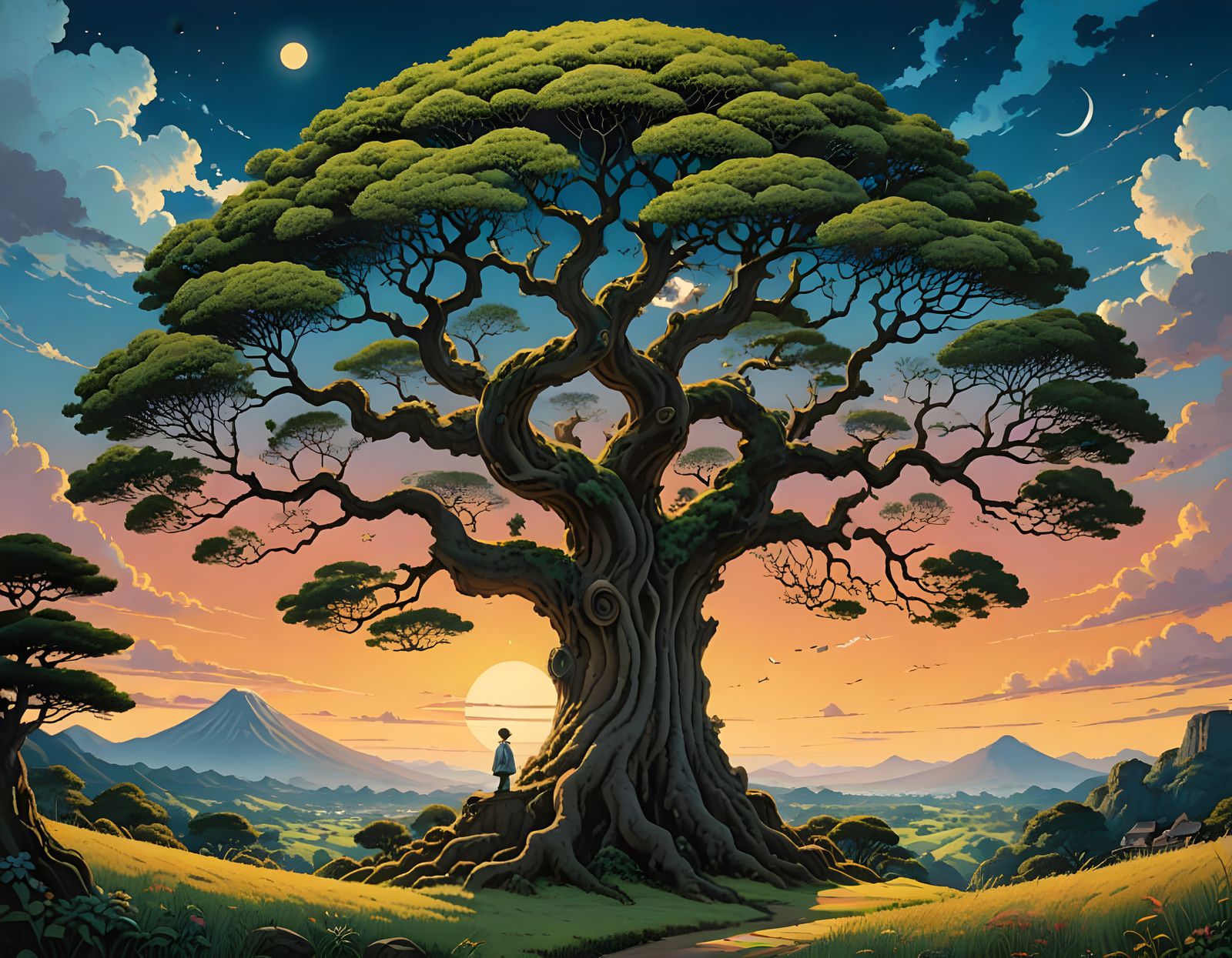 Ancient Tree of Wisdom in Golden Light