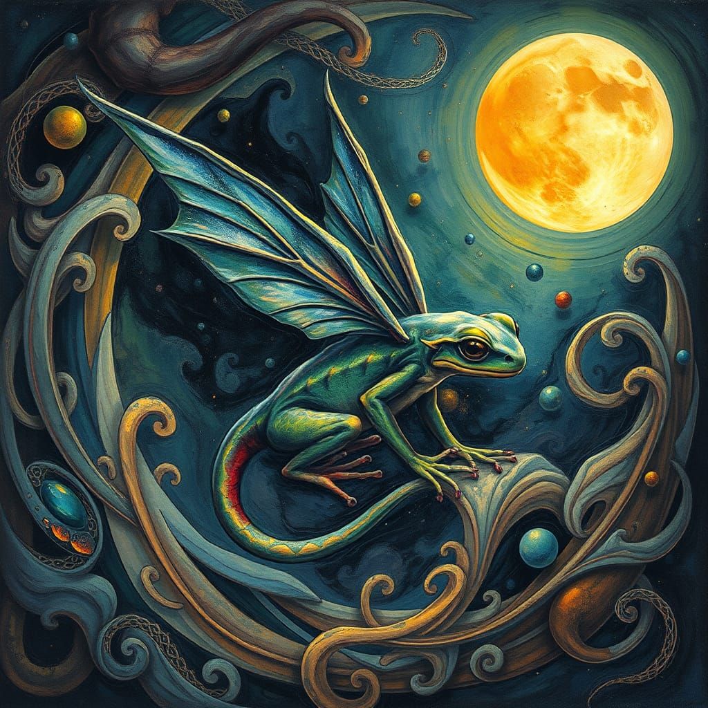 Fairy Newt in Surrealist Art Deco Style