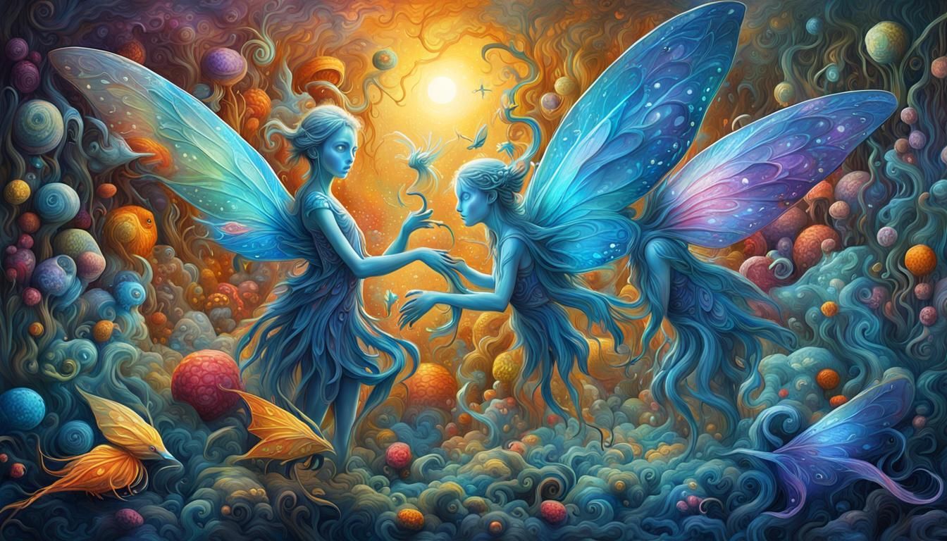 Detailed Fairy Reunion in Graffiti Art Style