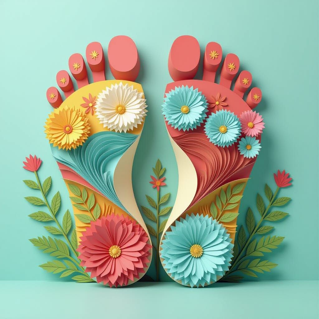 Colorful 3D Paper Feet in CGI Style