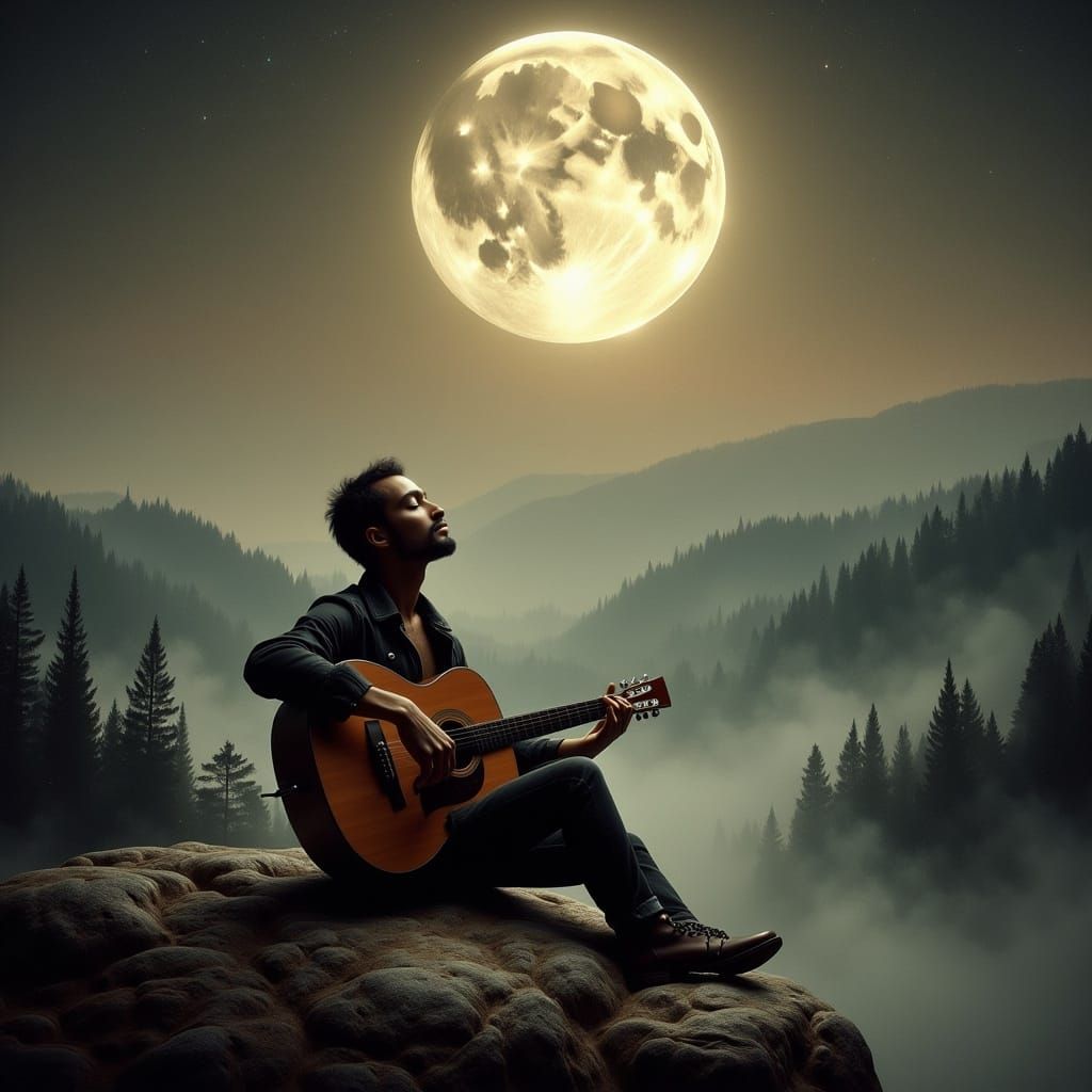 Dreamy Musician Serenades the Moon