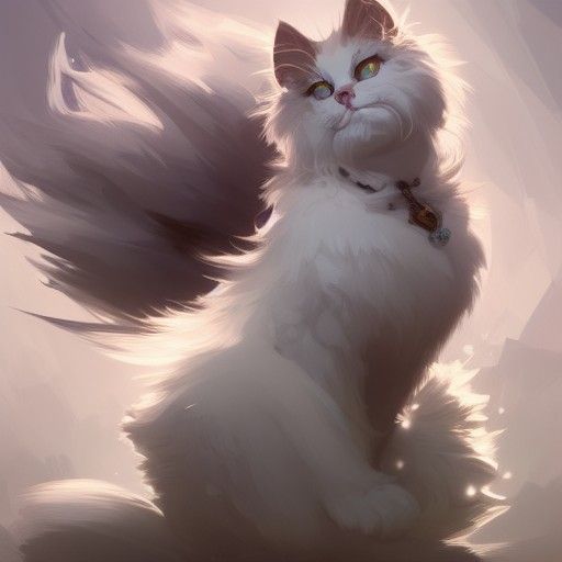 Hyperdetailed Portrait of White Cat Hacking a Hairball