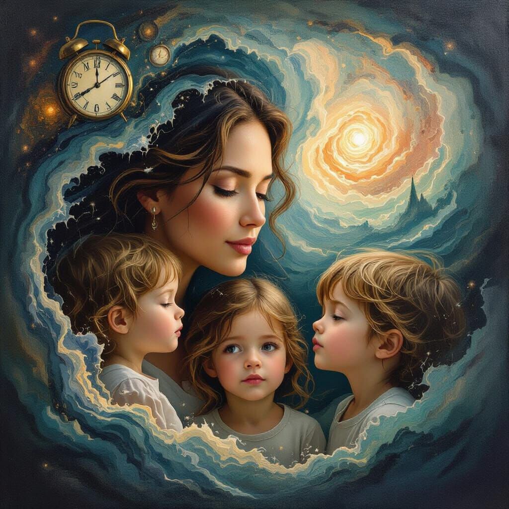 Surreal Cosmic Family Portrait in Dalí Style