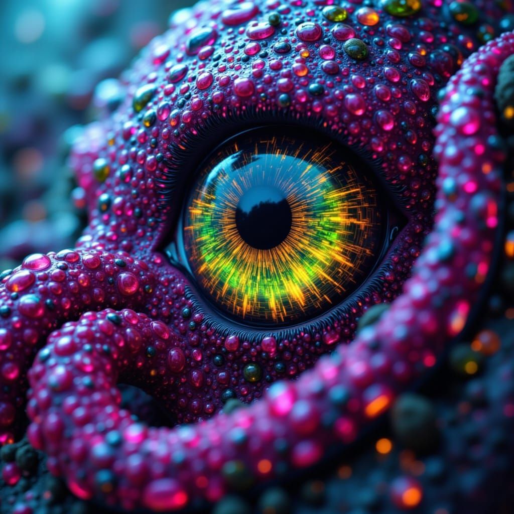 Kraken's Dynamic Eyeball in Cyberpunk Style