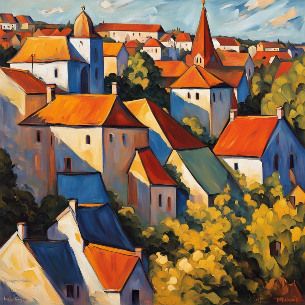Vibrant Narva, Estonia in Neo-Impressionist Oil Painting