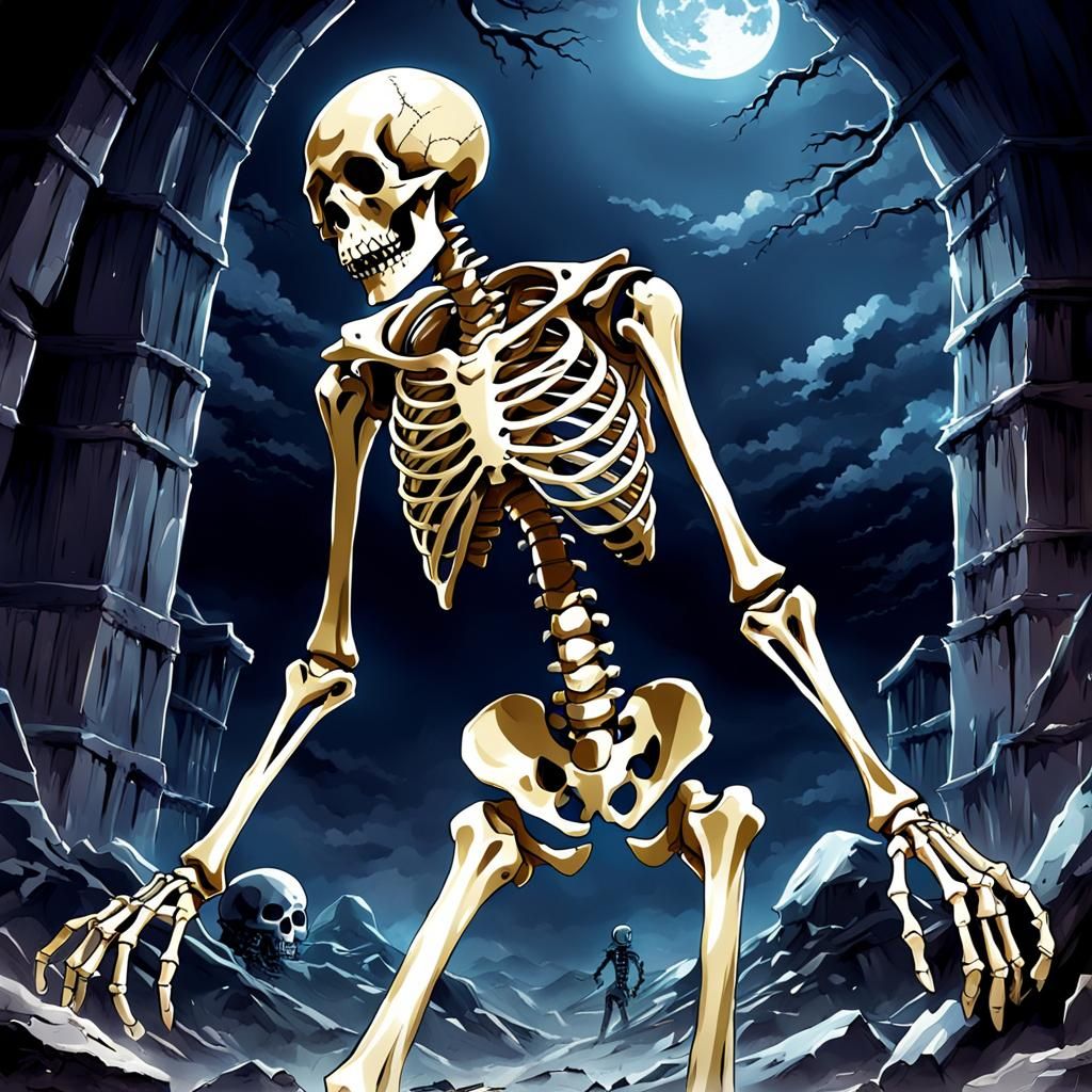 Anime Skeleton Monster in Manga Key Visual Style