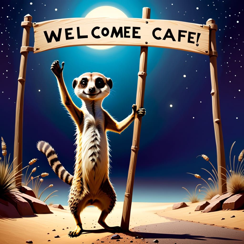 Surrealist Cartoon Meerkat Welcomes in Whimsical Style