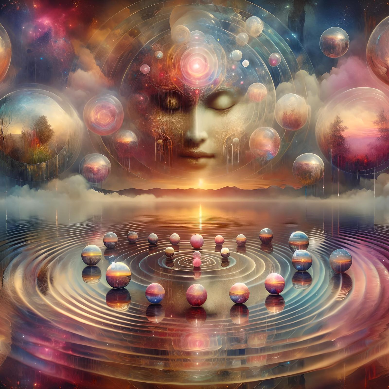 Ripples of Forgotten Memory: Surreal Lake Scene