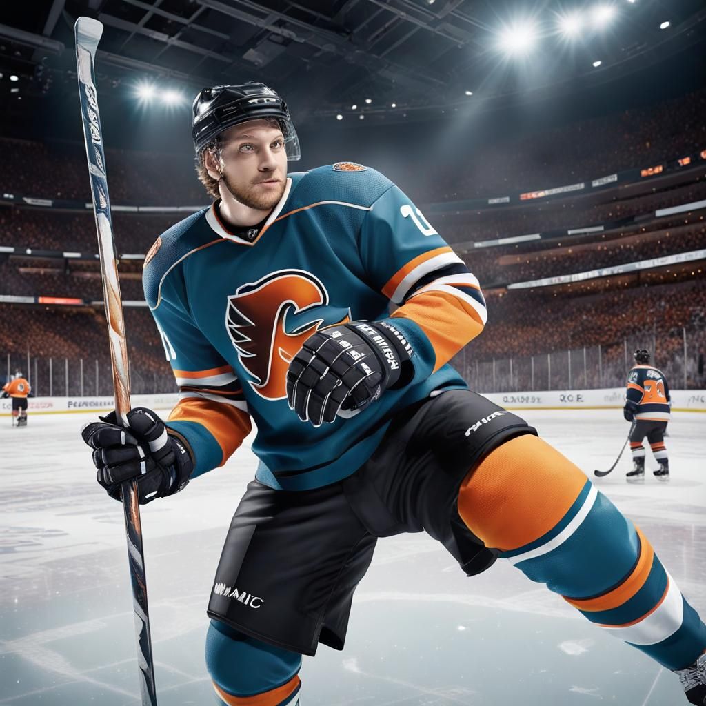 Triumphant Hockey Player Celebrates Victory