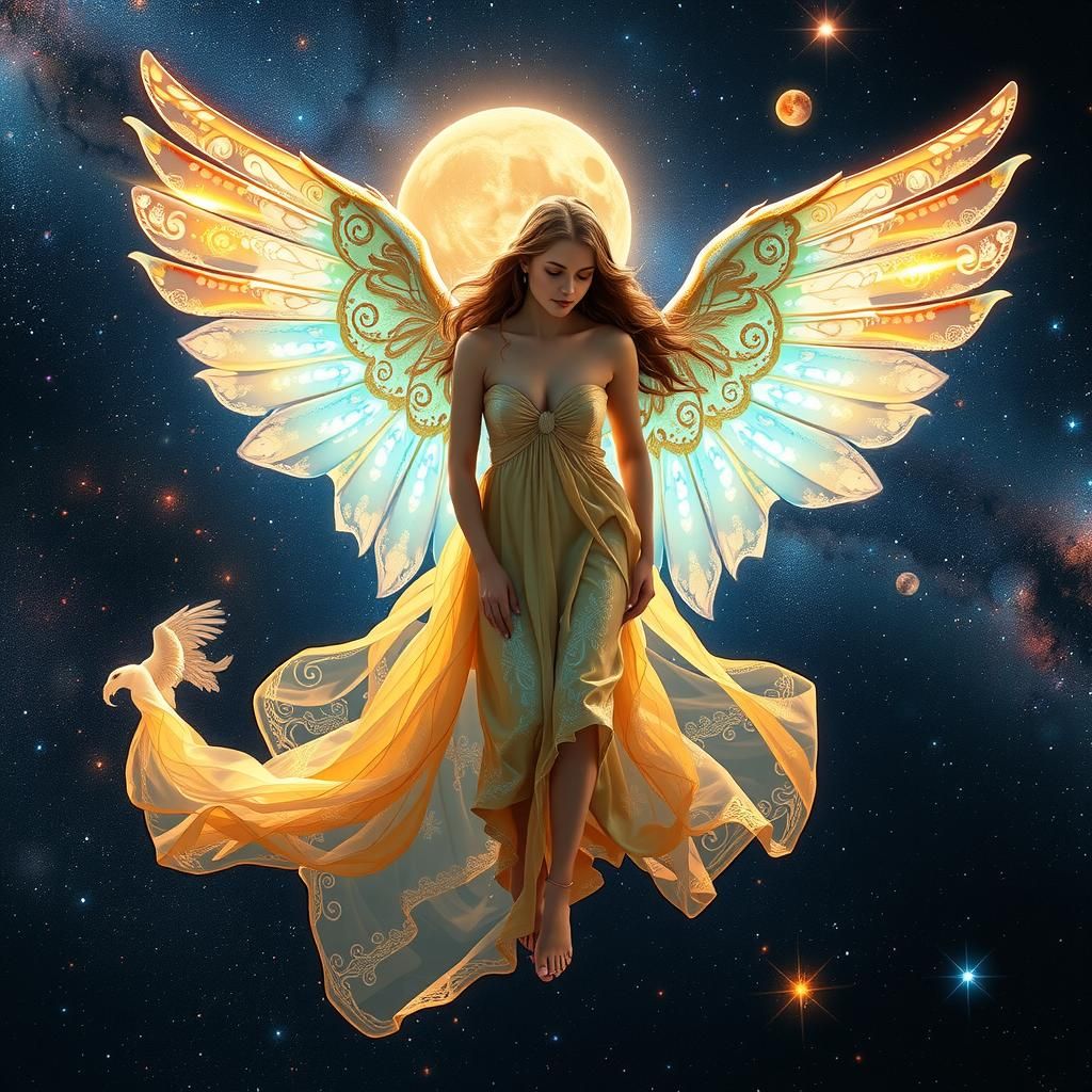 Celestial Angel in the Milky Way, Digital Art