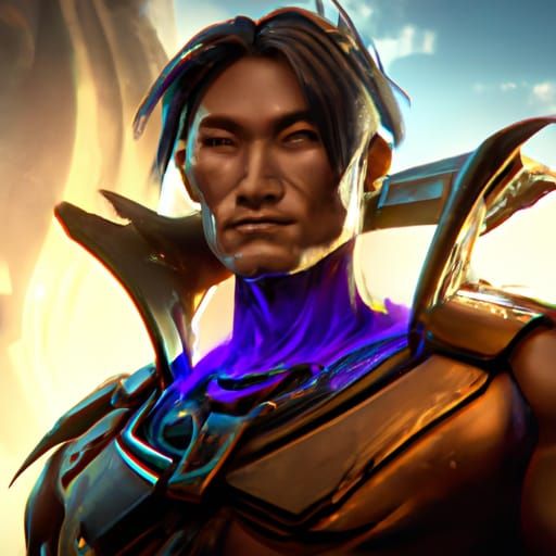 Detailed Portrait of Muscular Asian Man