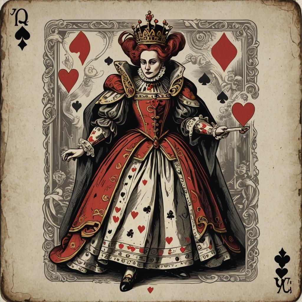 Queen of Hearts Escapes Playing Card