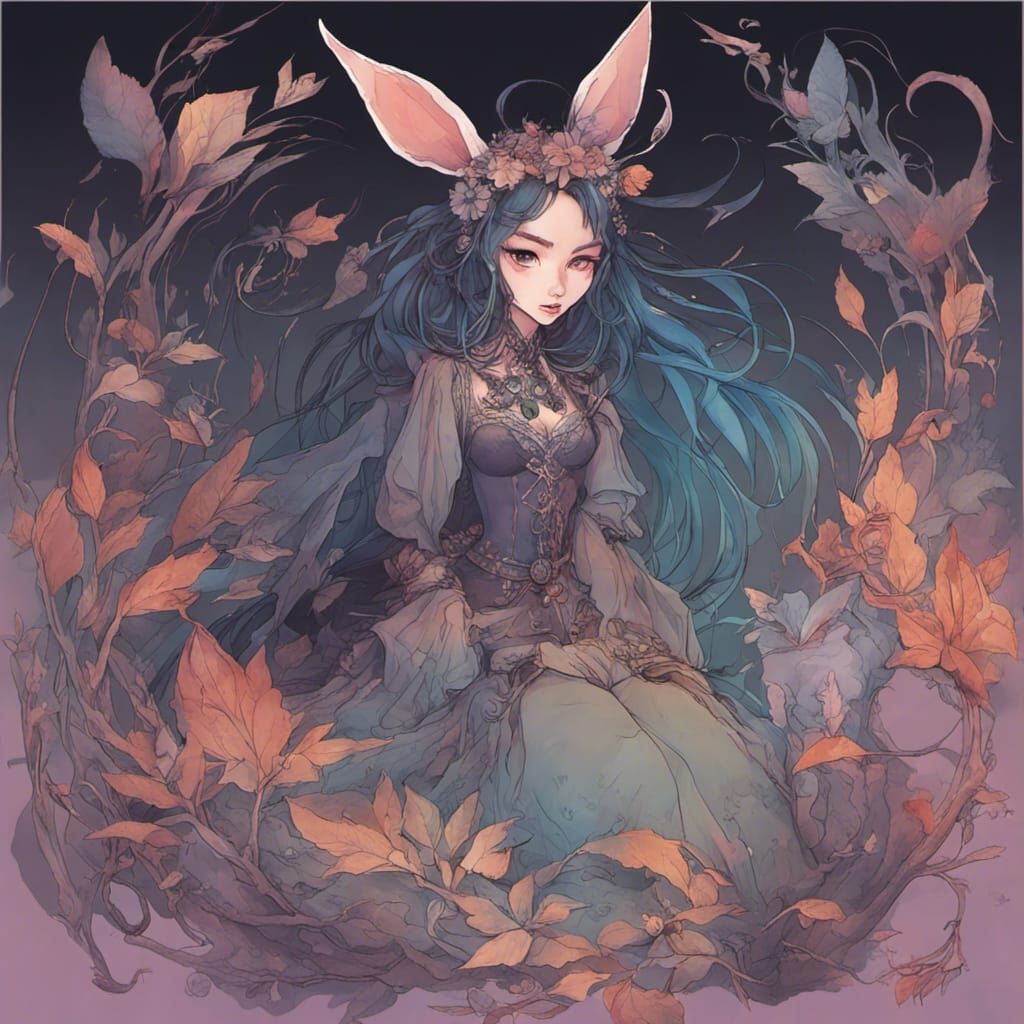 Dark Fey Princess in Shadow Forest: Digital Art