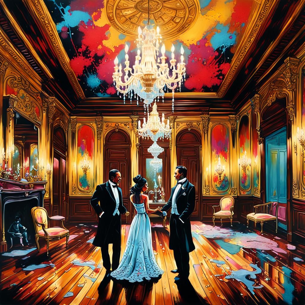 Victorian Parlor Graffiti Art in Splash Style