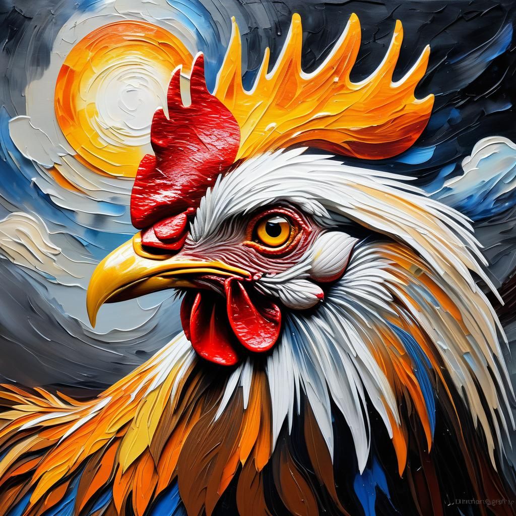 Cock-a-doodle-Canvas : When the Rooster Discovers Impasto!